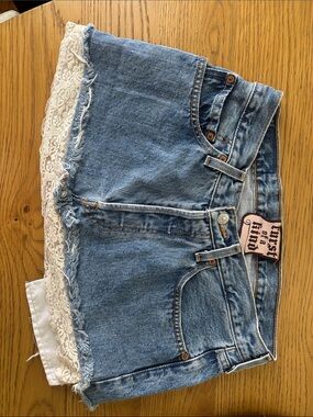 Levi's Blue Denim Lace-Trim Mini Skirt